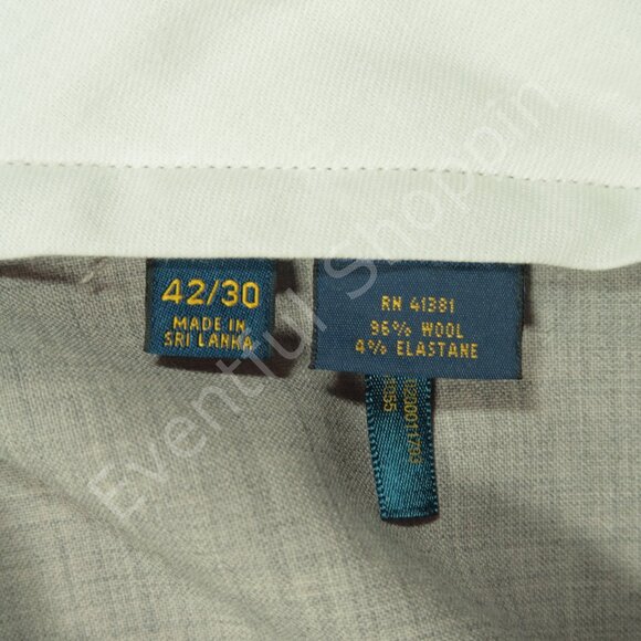 Polo Golf Ralph Lauren Stretch Wool Flat Front Plaid Dress Pants in Gray Size 42 - Picture 5 of 7